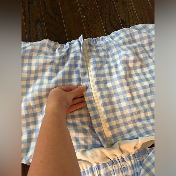 Mable Women’s M Blue/White Gingham Lolita Puffed Sleeve Cut-Out A-Line Dress EUC - Picture 15 of 15